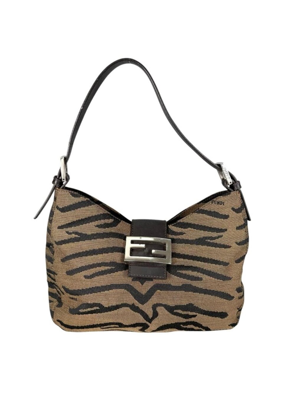 Fendi Hobo Handbag Nylon Brown